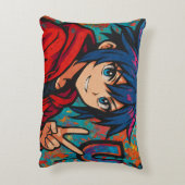 Bold Red Anime USA Graphic T-Shirt アクセントクッション (裏面(縦))