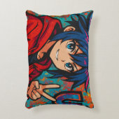 Bold Red Anime USA Graphic T-Shirt アクセントクッション (正面(垂直))