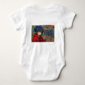 Bold Red Anime USA Graphic T-Shirt ベビーボディスーツ (裏面)