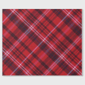 Bold Red Black and White Tartan Plaid ラッピングペーパー (フラット)