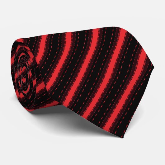 Bold Red & Black Stripe Pattern ネクタイ (ロール)