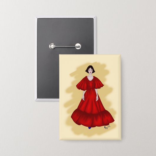 Bold Red Design with Contrasting Shoe Detail 缶バッジ (正面/裏面)