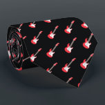Bold Red Electric Guitar Black Rock Music Pattern ネクタイ<br><div class="desc">Embrace the dark side of rock with this striking red electric guitar pattern set against a deep black background. The high-contrast design highlights the iconic silhouette of the electric guitar, evoking the energy of late-night concerts and heavy riffs. This edgy, minimalist pattern is a must-have for band members, guitarists, and...</div>