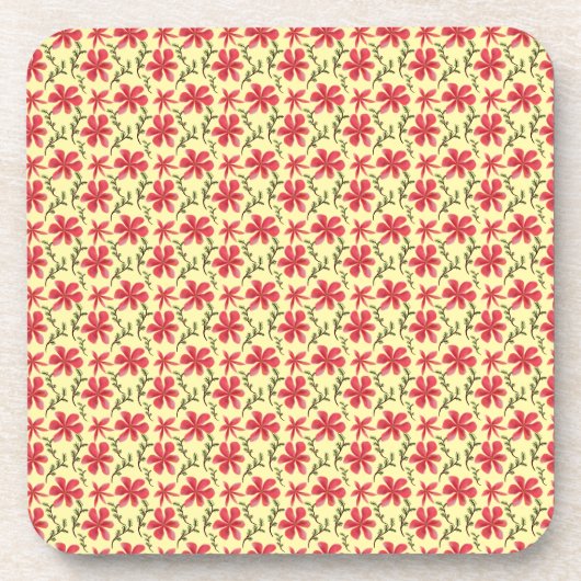Bold Red Floral Seamless Pattern   コースター (正面)