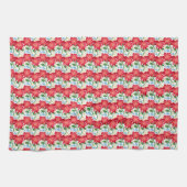 Bold Red Floral Seamless Pattern | Colorful  キッチンタオル (横)