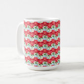 Bold Red Floral Seamless Pattern | Colorful  コーヒーマグカップ (正面左)