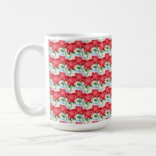 Bold Red Floral Seamless Pattern | Colorful  コーヒーマグカップ (左)