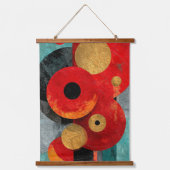 Bold Red Gold Turquoise Geometric Abstract Modern  吊り下げ型タペストリー (正面)