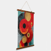 Bold Red Gold Turquoise Geometric Abstract Modern  吊り下げ型タペストリー (傾斜あり)