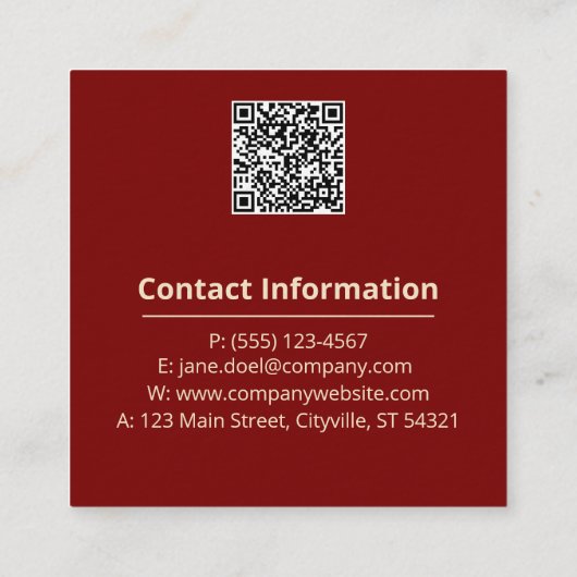 Bold Red Gold Wave Abstrac – Creative Entrepreneur スクエア名刺 (裏面)