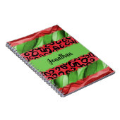 Bold Red & Green Animal Print Personalized ノートブック (右側)