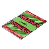 Bold Red & Green Animal Print Personalized ノートブック (左側)