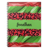 Bold Red & Green Animal Print Personalized ノートブック (正面)