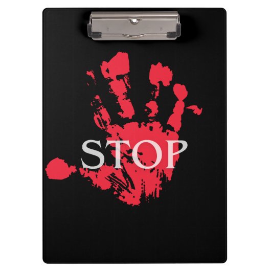 Bold Red Handprint "STOP" Warning Symbol – Activis クリップボード (正面)
