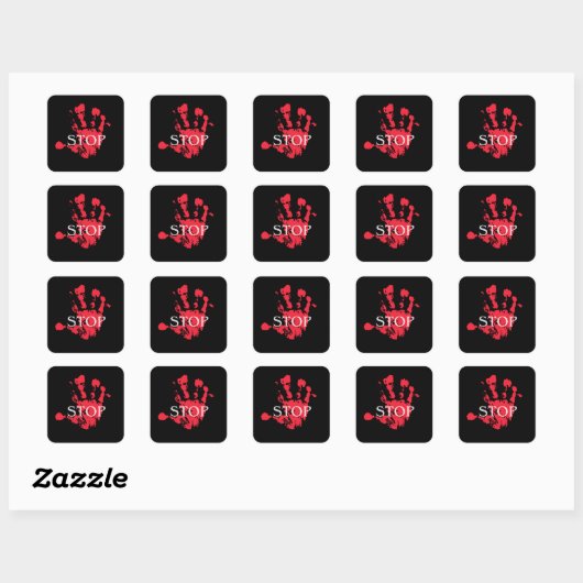 Bold Red Handprint "STOP" Warning Symbol – Activis スクエアシール (シート)