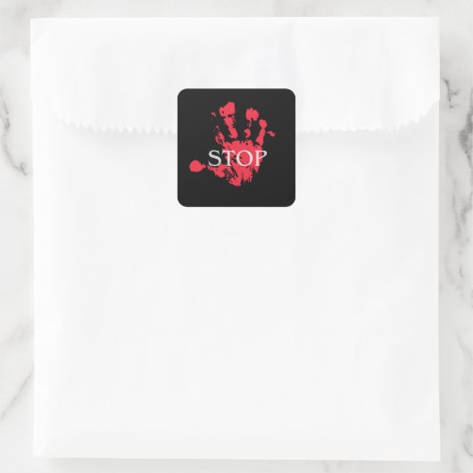 Bold Red Handprint "STOP" Warning Symbol – Activis スクエアシール (バッグ)