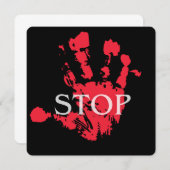 Bold Red Handprint "STOP" Warning Symbol – Activis 招待状 (正面/裏面)