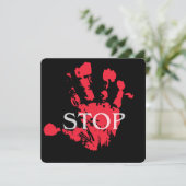 Bold Red Handprint "STOP" Warning Symbol – Activis 招待状 (スタンド正面)