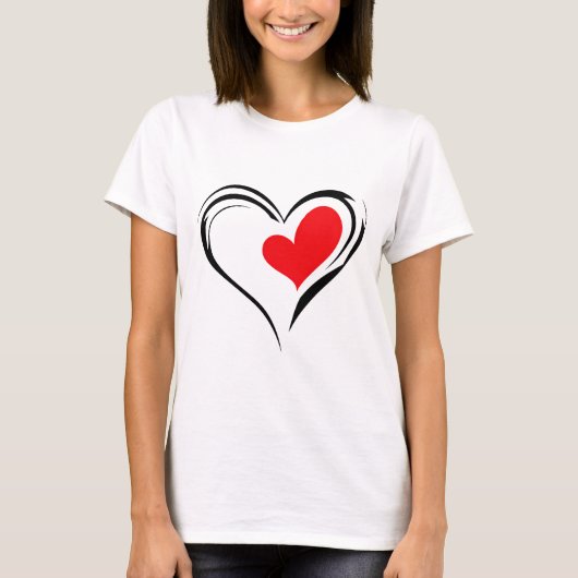 Bold Red Heart – Minimal Romantic Love Design Tシャツ (正面)