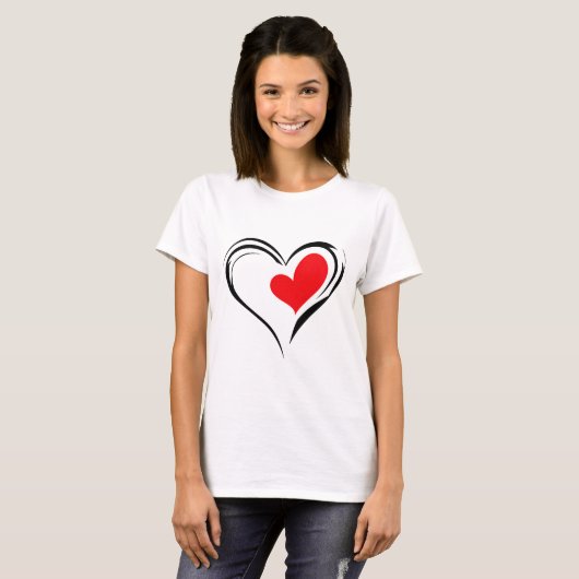 Bold Red Heart – Minimal Romantic Love Design Tシャツ (正面フル)
