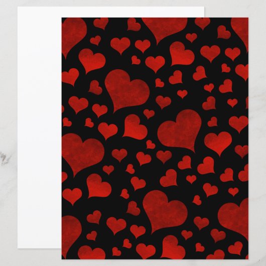 Bold Red Hearts Over Black Valentine's Day Paper (正面/裏面)