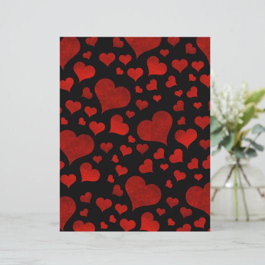 Bold Red Hearts Over Black Valentine's Day Paper (スタンド正面)