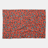 Bold Red Leopard Animal Print Glam 1 キッチンタオル (横)