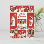 Bold Red Merry Christmas Photo Collage 2025 シーズンカード (スタンド正面)