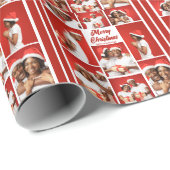Bold Red Merry Christmas Photo Collage 2025 ラッピングペーパー (ロールコーナー)