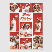 Bold Red Merry Christmas Photo Collage Magnet Card (正面)