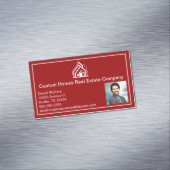 Bold Red Real Estate Company Realtor Photo マグネット名刺 (インサイチュ)