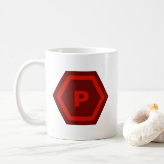 Bold Red Single Letter Monogram in Hexagons コーヒーマグカップ