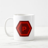 Bold Red Single Letter Monogram in Hexagons コーヒーマグカップ (左)