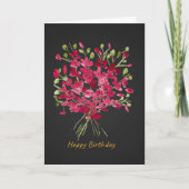 Bold Red Watercolor Floral Bouquet Birthday Card カード (正面)