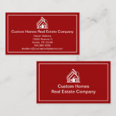 Bold Red White Real Estate Company House 名刺 (正面/裏面)