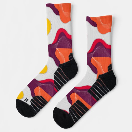 Bold Retro Abstract Colorwave Socks ソックス (左)
