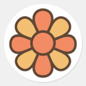 Bold Retro Daisy Sticker ラウンドシール (正面)