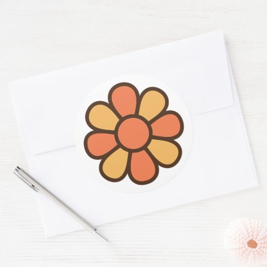 Bold Retro Daisy Sticker ラウンドシール (封筒)