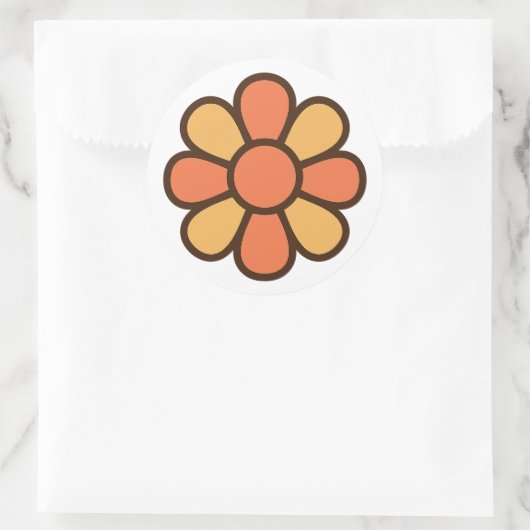 Bold Retro Daisy Sticker ラウンドシール (バッグ)