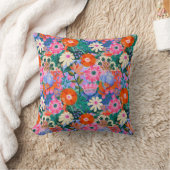 Bold retro floral Pattern クッション (ブランケット)