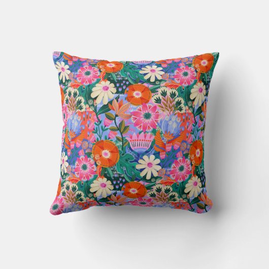 Bold retro floral Pattern クッション (裏面)