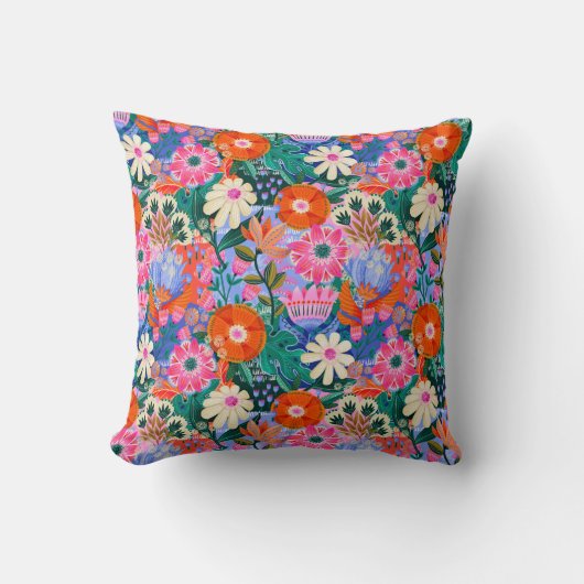 Bold retro floral Pattern クッション (正面)