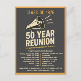 Bold Retro High School Reunion Pep Rally Megaphone ポストカード