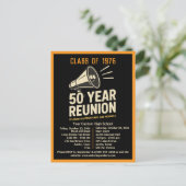 Bold Retro High School Reunion Pep Rally Megaphone ポストカード (スタンド正面)