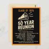 Bold Retro High School Reunion Pep Rally Megaphone ポストカード (正面/裏面)