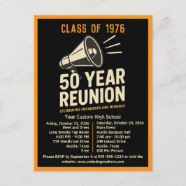 Bold Retro High School Reunion Pep Rally Megaphone ポストカード