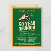 Bold Retro High School Reunion Pep Rally Megaphone ポストカード (正面/裏面)