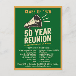 Bold Retro High School Reunion Pep Rally Megaphone ポストカード