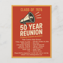 Bold Retro High School Reunion Pep Rally Megaphone ポストカード