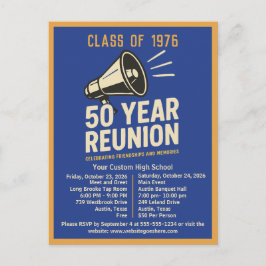Bold Retro High School Reunion Pep Rally Megaphone ポストカード